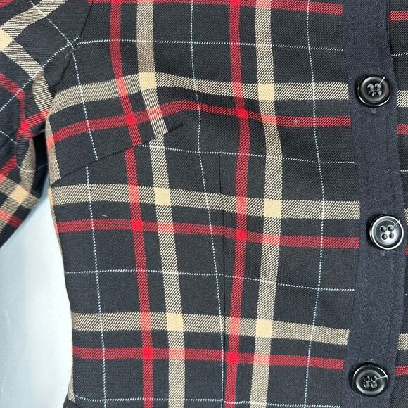 Vintage Pendleton 100% Virgin Wool Plaid Botton Front Mock Neck Jacket Size 6 - Picture 3 of 16